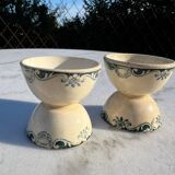 Set of Two Egg Cups in Old Earthenware