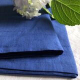 Antique linen and cotton sheet cobalt blue