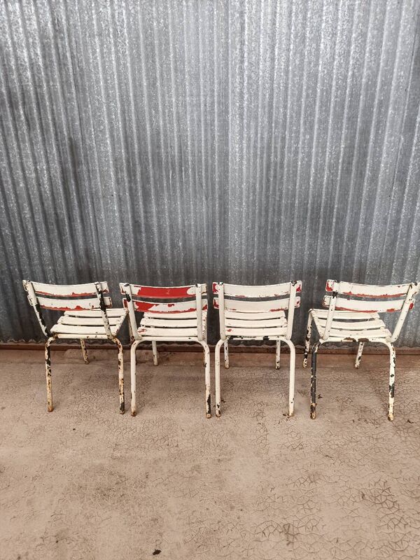 Lot de 4 chaises bistrot Tolix vintage