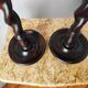 Old pair of English turned wood candlesticks