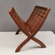 Teak newspaper/magazine rack, Danish, estimated 1970s–80s.