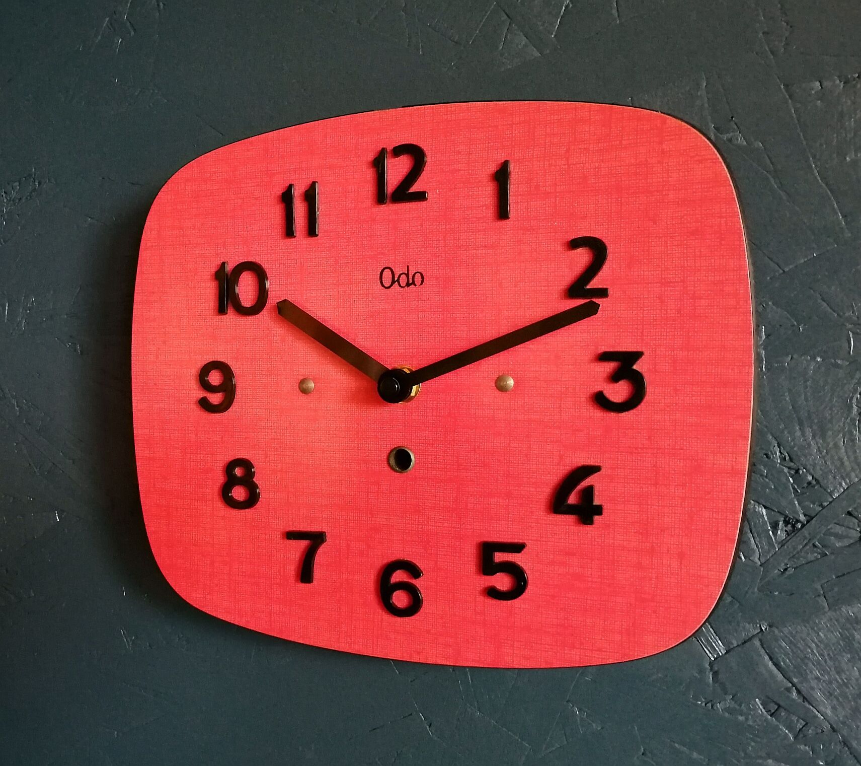 Vintage formica clock silent wall clock "red odo"