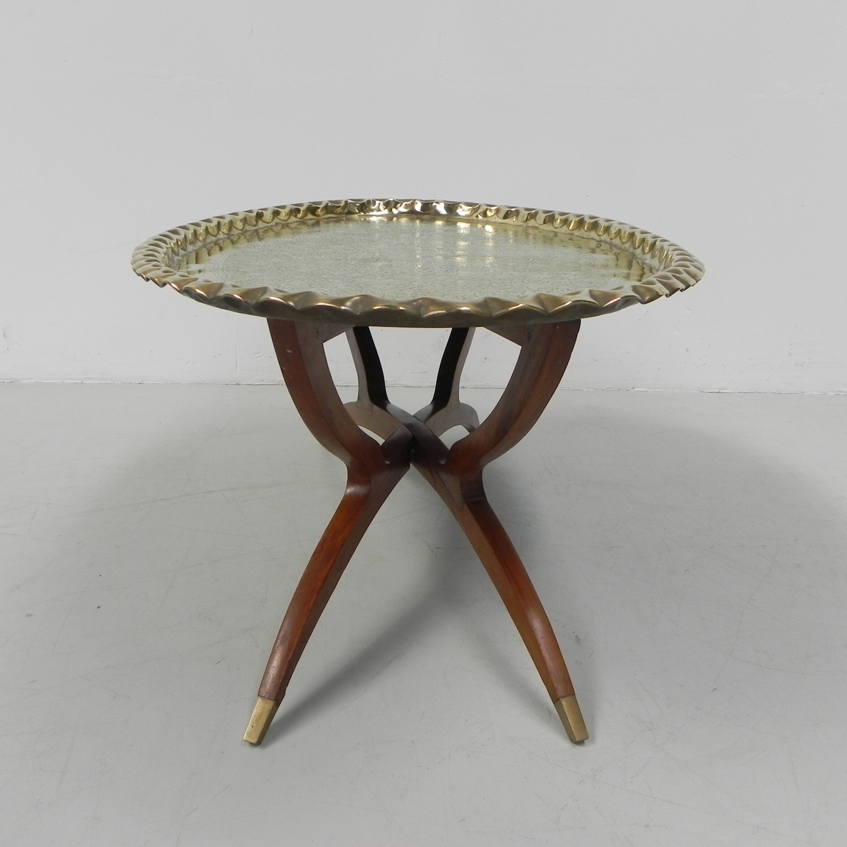 Moroccan brass tray table, ca 1950