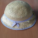 Chapeau en paille style canotier femme