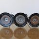 Series of 3 Scandinavian candle holders in black lacquered metal 60s 70s