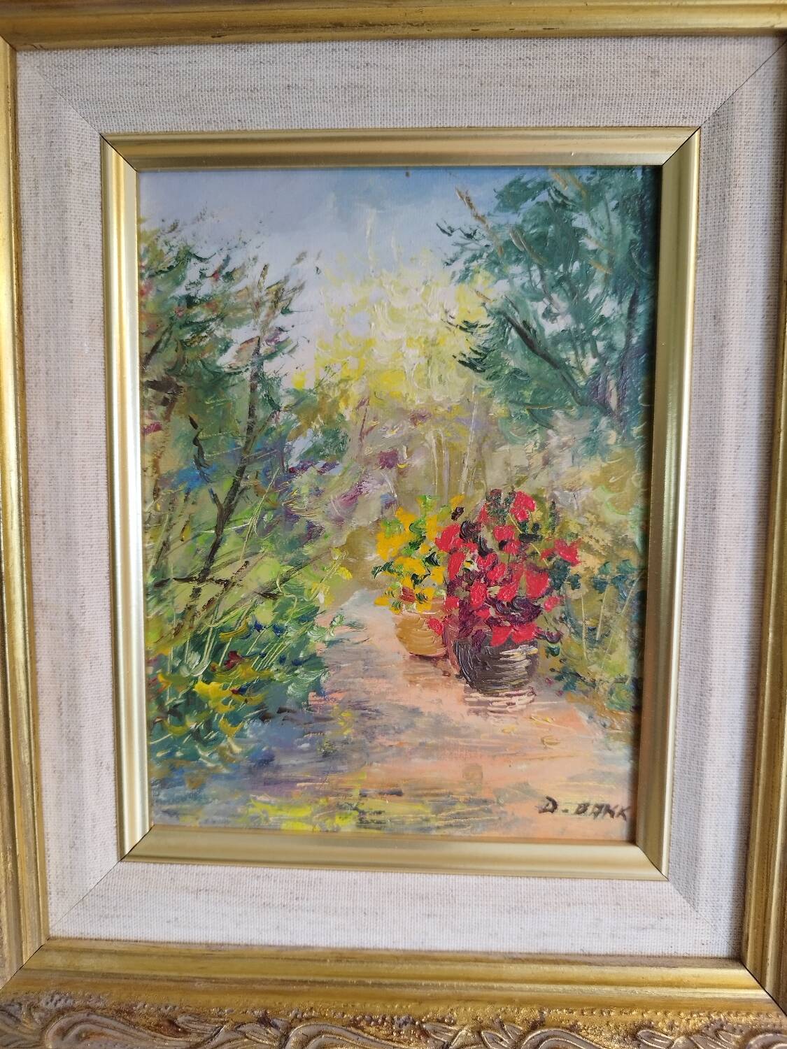 Huile sur toile "Le pot rouge" par D. BAKK