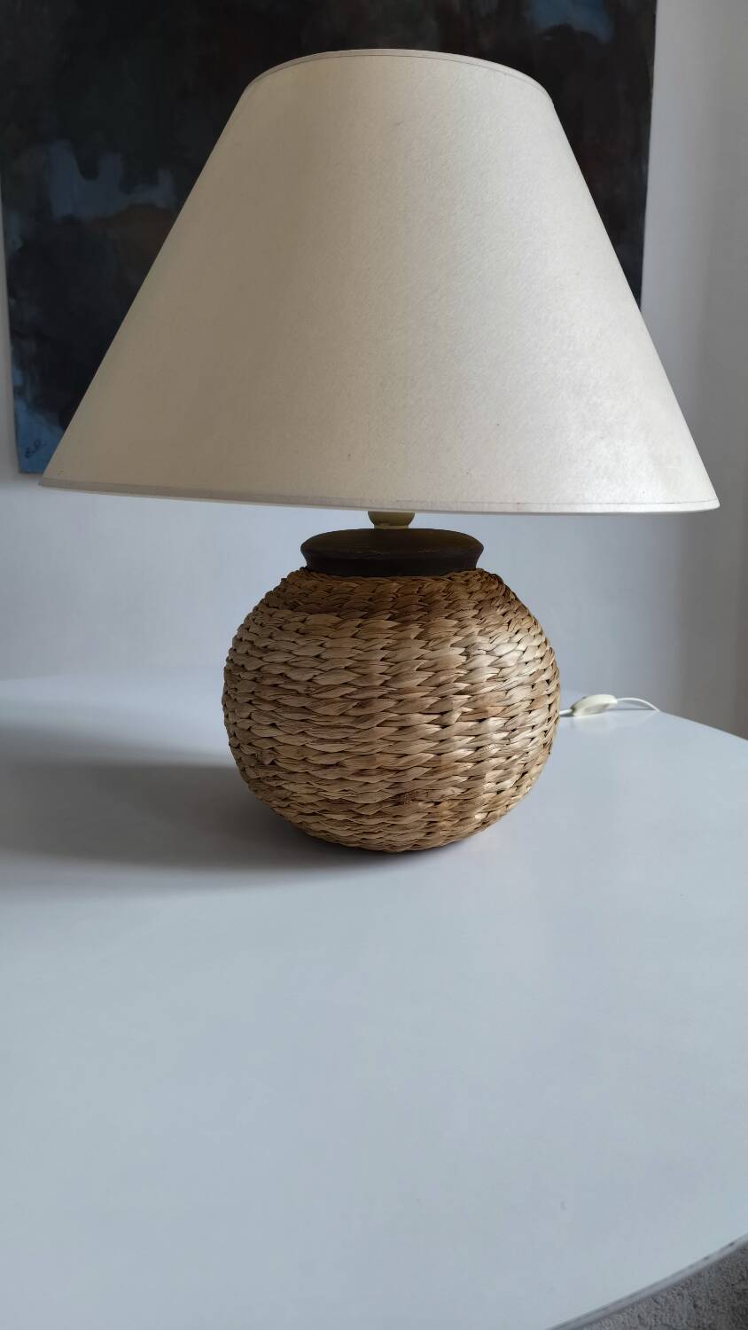 Vintage wicker table lamp