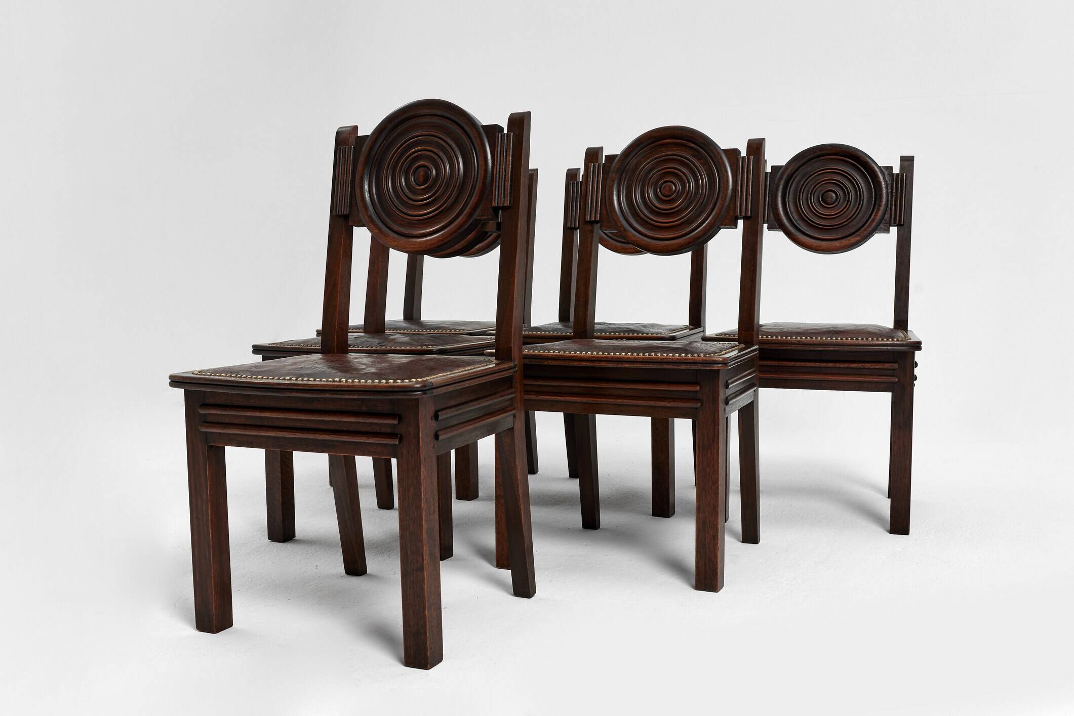 Ensemble de six chaises de salle à manger, acajou, France, années 1930 - Etienne Kohlmann