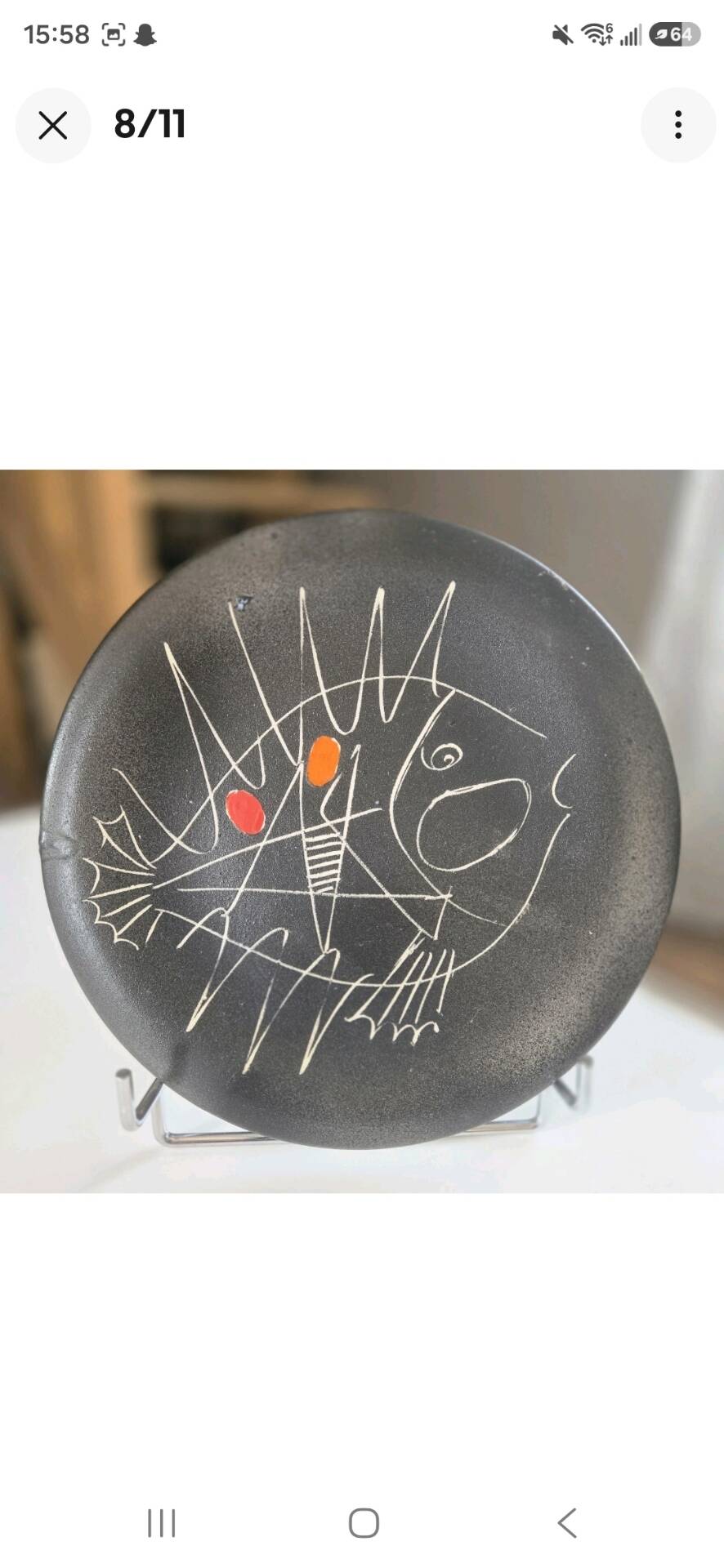Magnificent vintage Vallauris plate "the cart" Picasso style 1950-