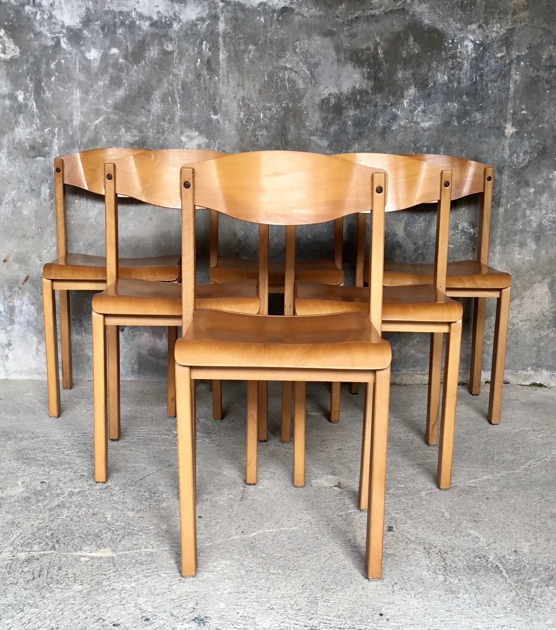 Set of 6 design chairs in glulam - 1970s