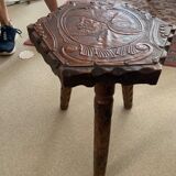 Tabouret hexagonale colonial sculpté