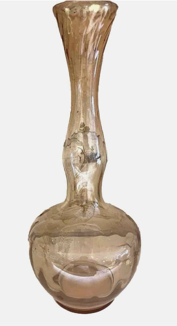 Murano-style smoked crystal soliflore vase with floral decoration - 373008