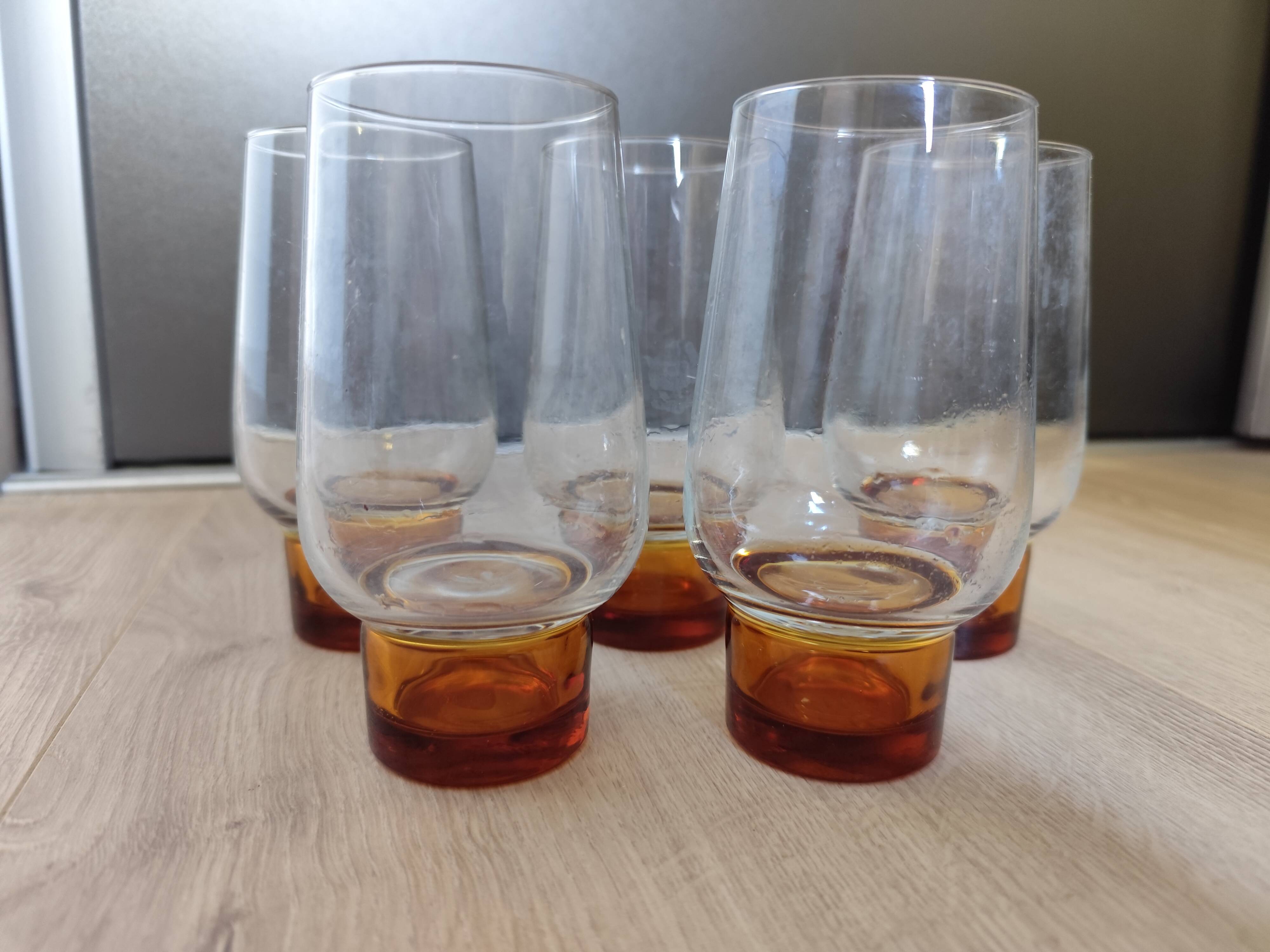 Série de 5 verres chope verre coloré 37 Cl Luminarc Années 60/70 vintage