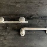 Aluminium Art Deco towel rack and wall hooks, 1940.