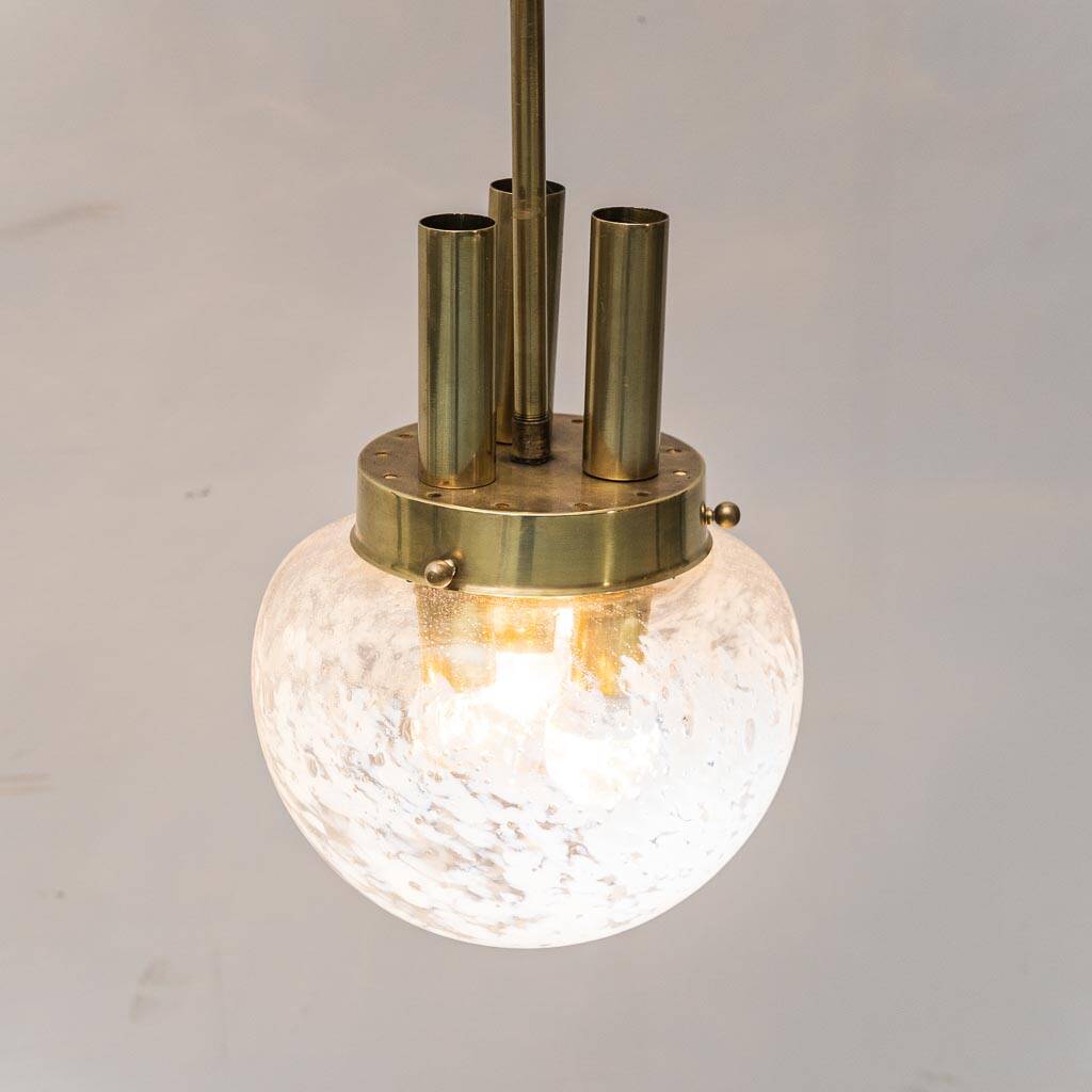 Vintage brass and blown glass pendant lamp – 1960s design chandelier