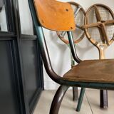 Ancienne chaise écolier enfant bois et métal
