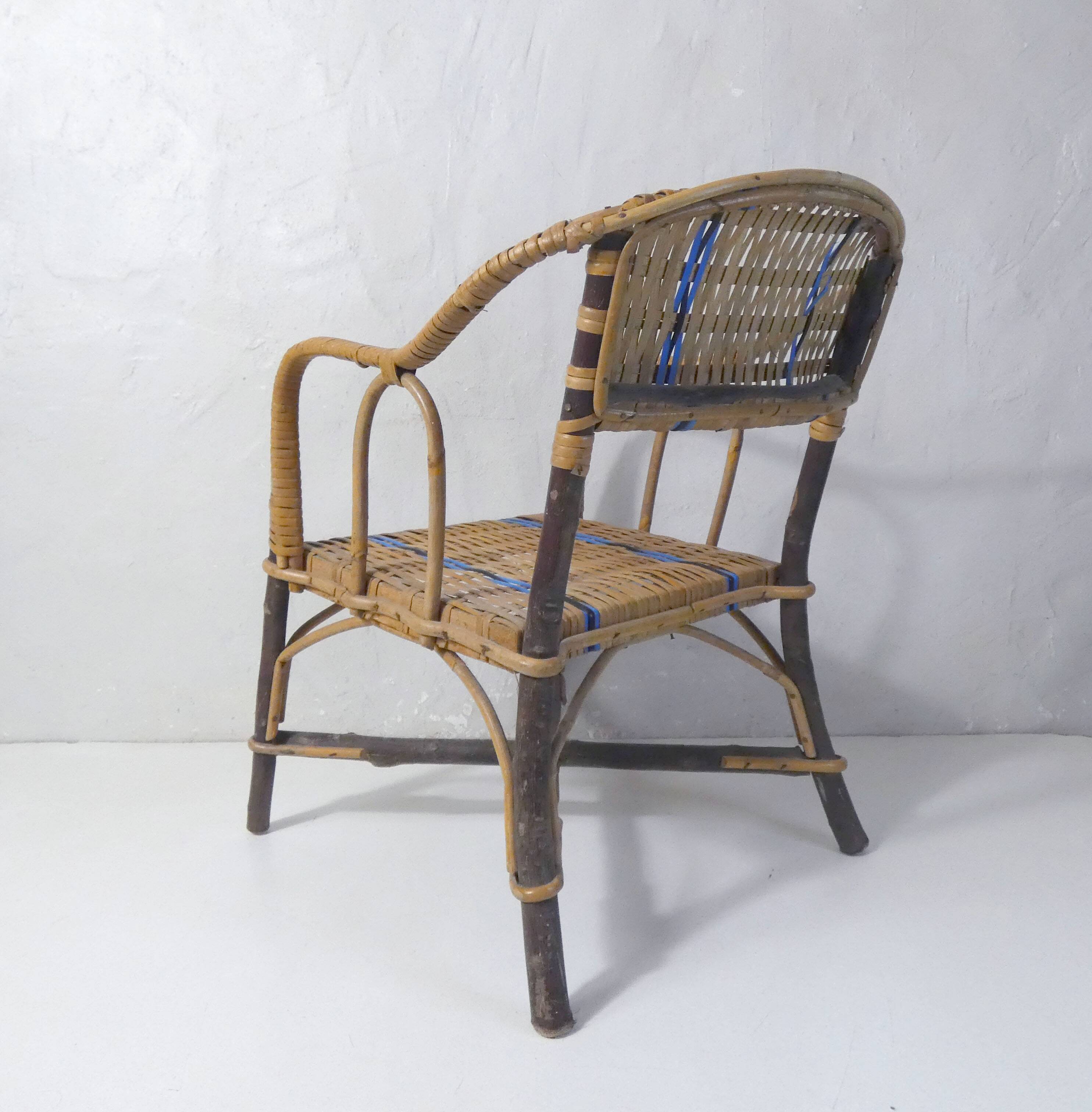 vintage rattan armchair for children