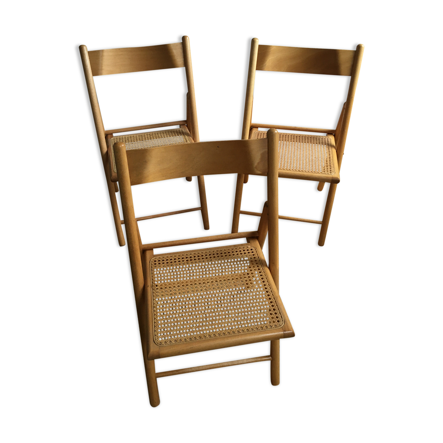 Lot of 3 vintage cantique folding chairs