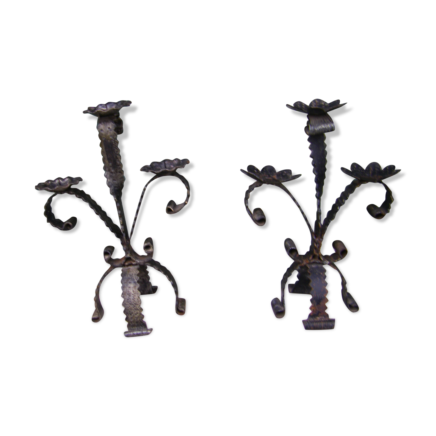 Two wrought iron chandeliers