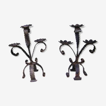 Two wrought iron chandeliers