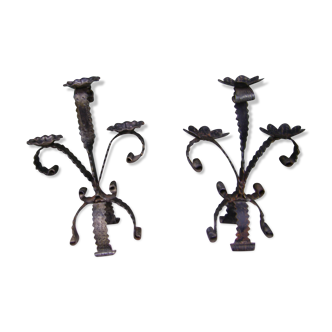 Two wrought iron chandeliers