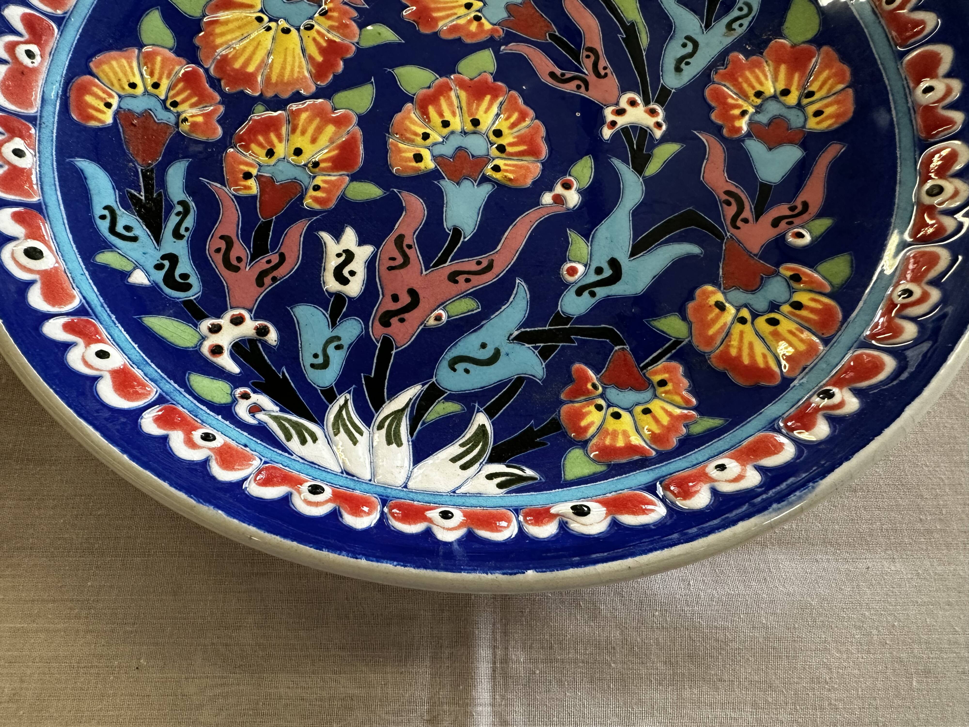 Kuthaya Decorative Plate Turkish Ceramic Handmade Diameter 23 cm