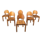 Chaises de salle à manger vintage en bois de pin - années 1980 - lot de 6
