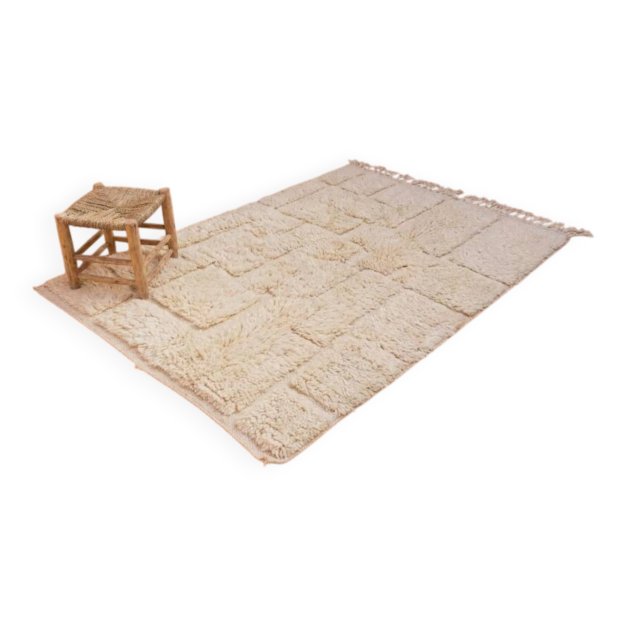 Tapis berbère en laine naturelle fait main traditionnelle taille 1.5/2.5 m