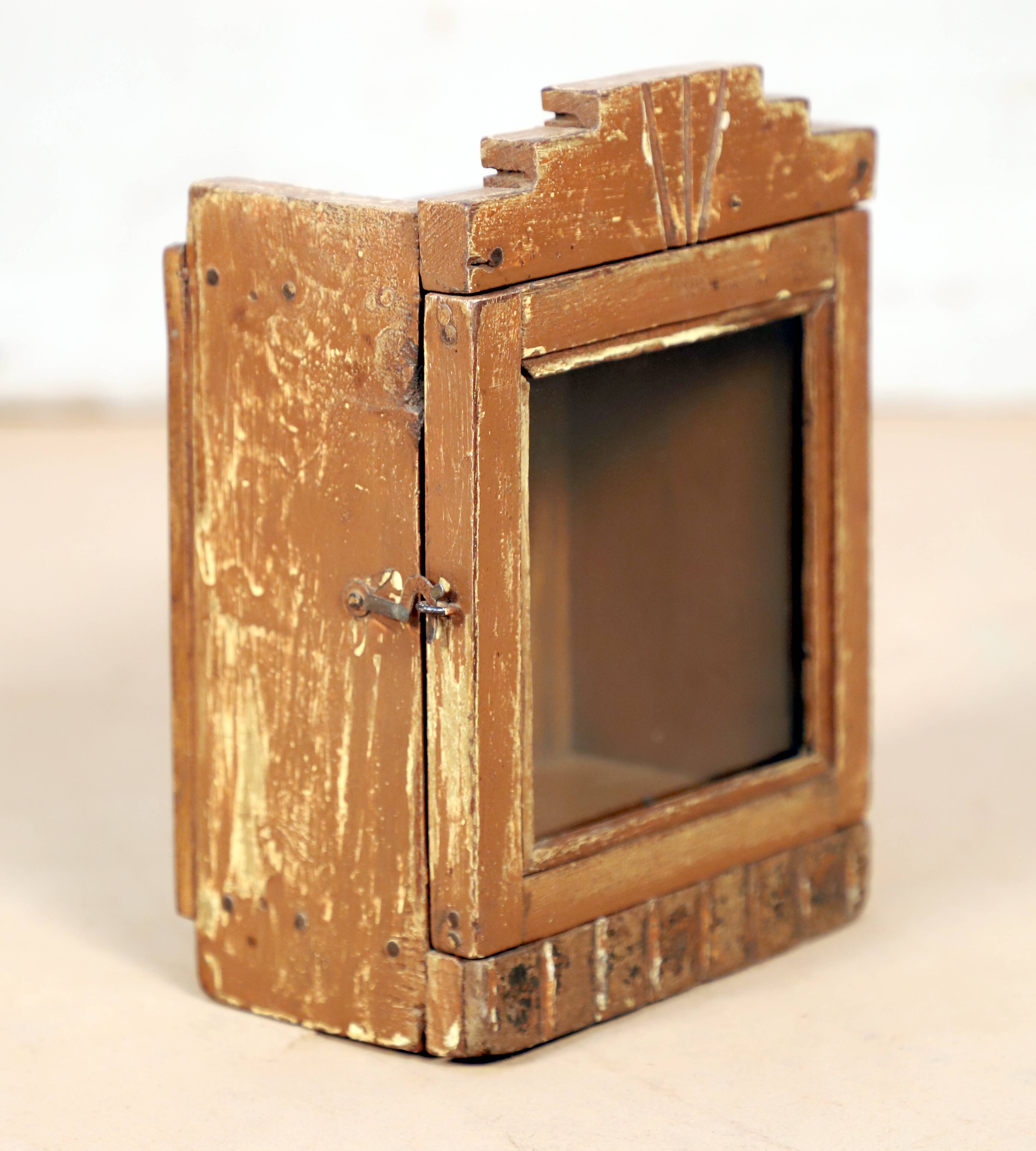 Wall display case - old Burmese teak clock box