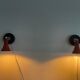 Pair of red metal wall lights AGE, 1970s, Italy