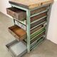 Commode industrielle en fer vert, années 1950