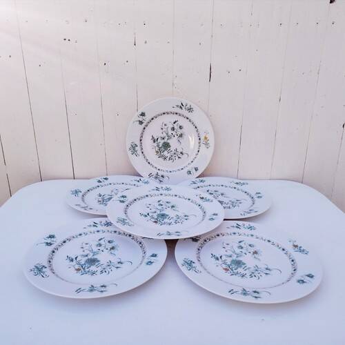6 flat plates, Limoges porcelain, Bernardaud, Beijing No. 1