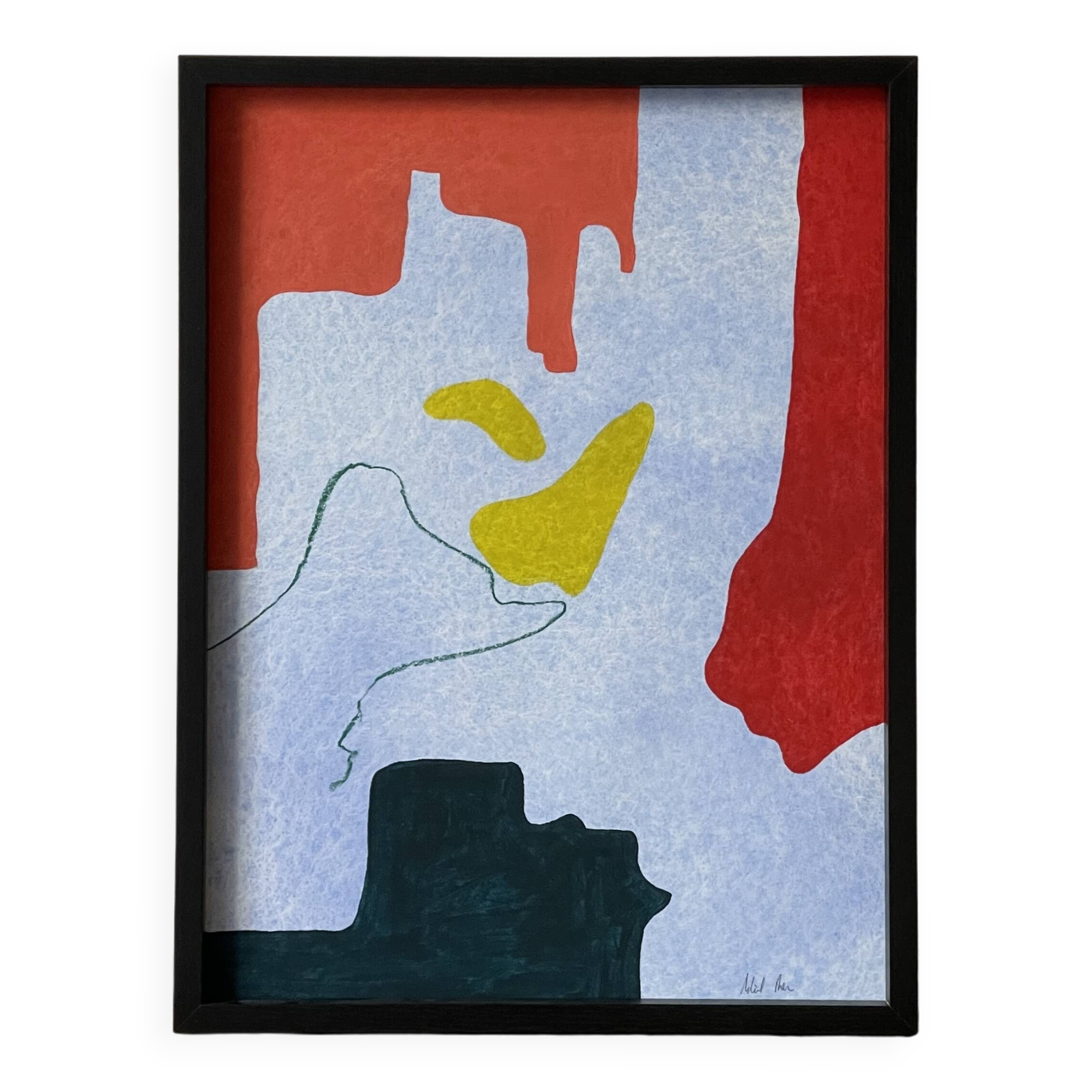 Colorful abstract painting, hand painted in acrylic on paper