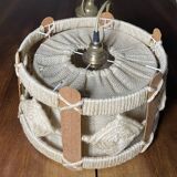 Scandinavian style jute and wood pendant light