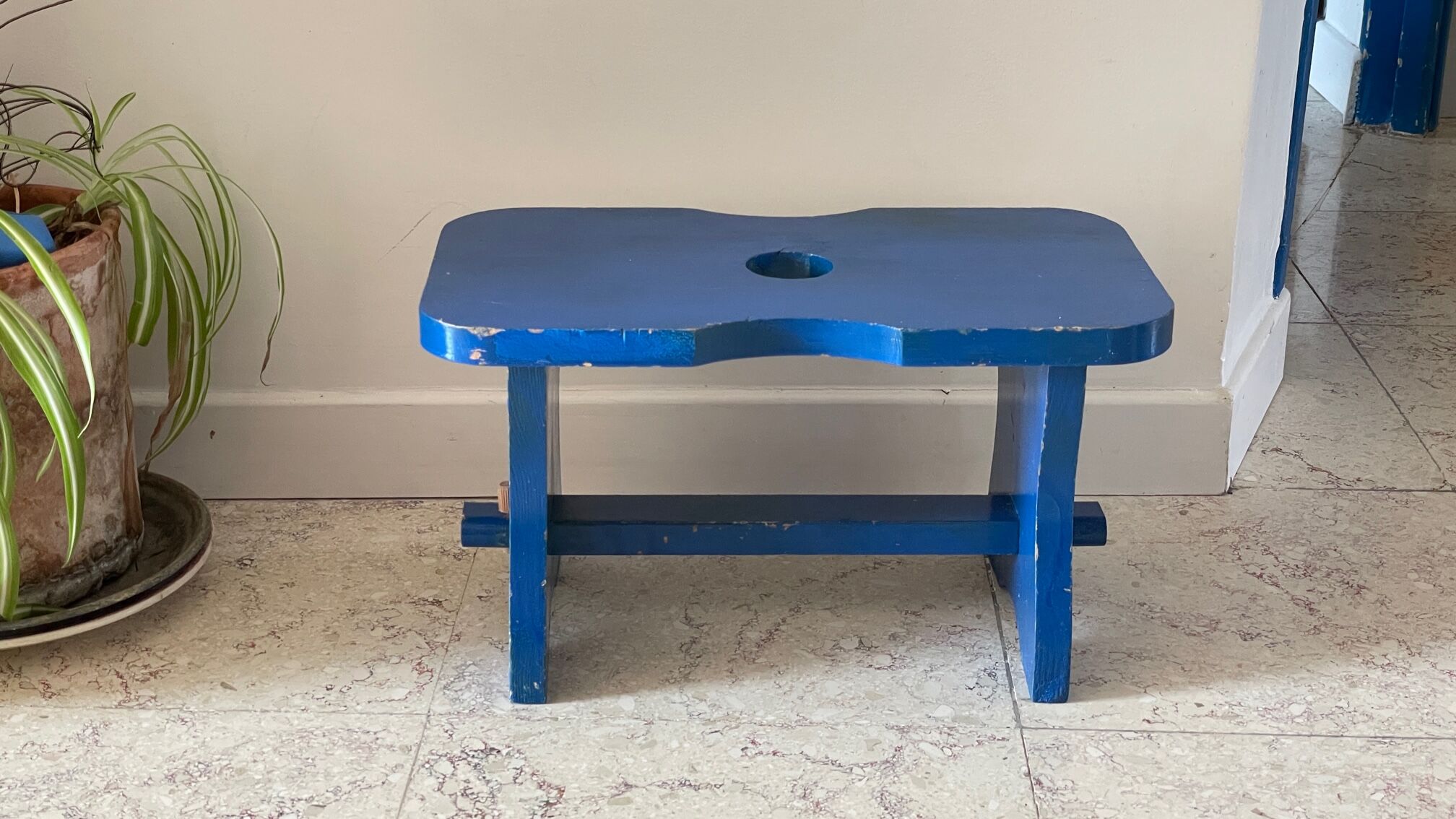 Vintage stool blue electric