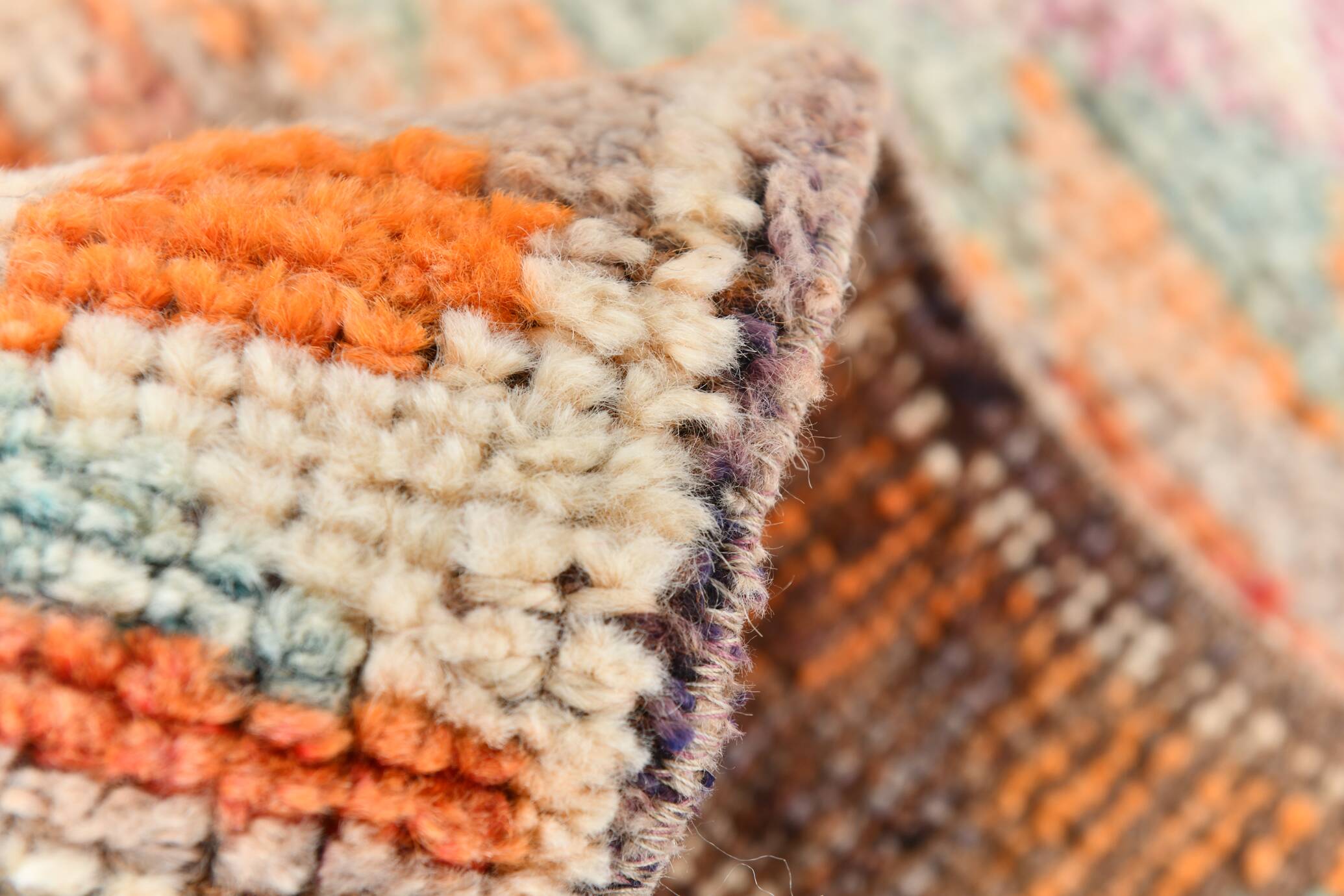 Orange & Green Turkish Vintage Runner Rug, 86x319Cm