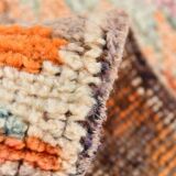 Orange & Green Turkish Vintage Runner Rug, 86x319Cm