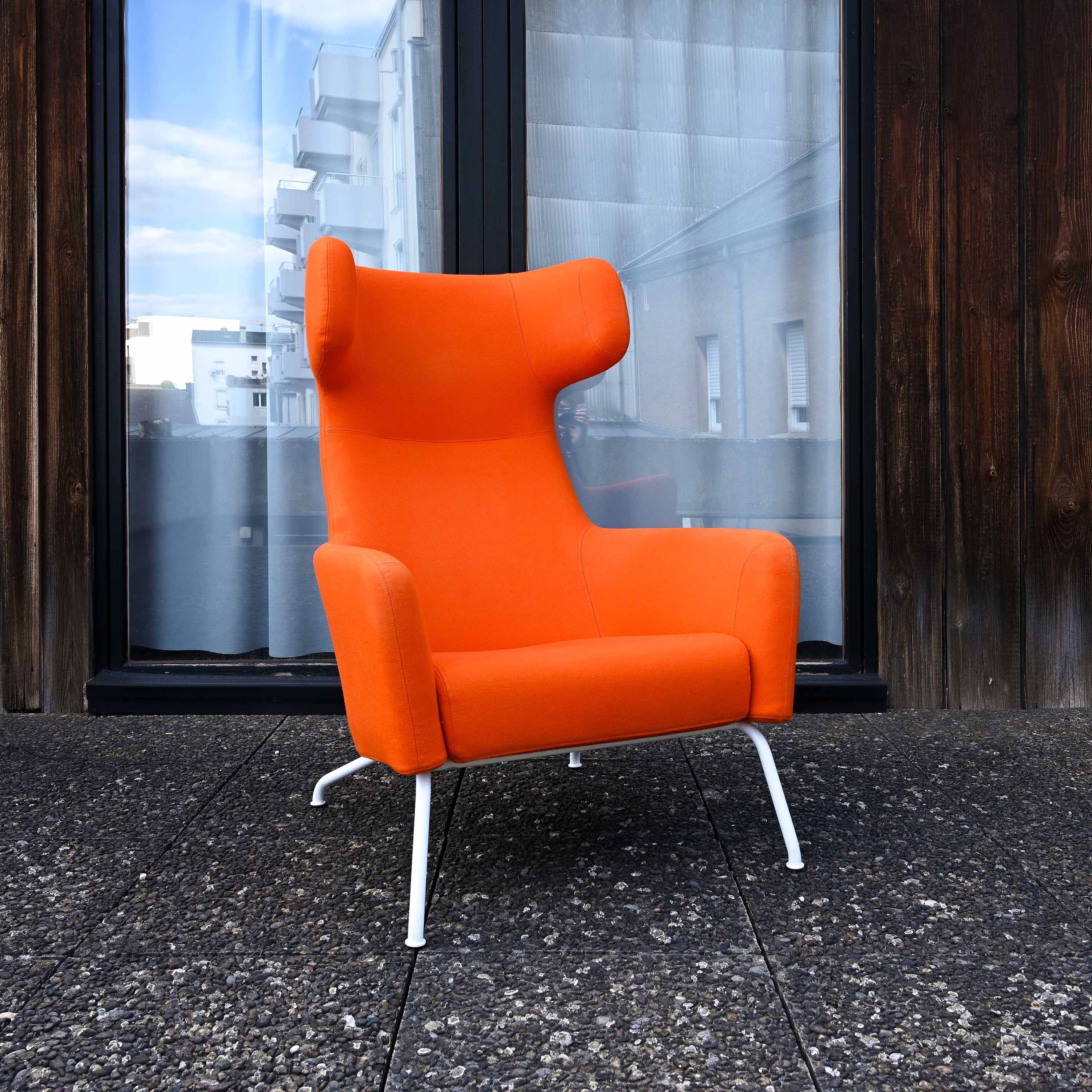 Havana Wing Chair in orange Divina fabric designed by Busk & Hertzog in 2013