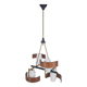 Italian Brass, Teak and Opaline Glass Chandelier by Stilnovo, 1960's