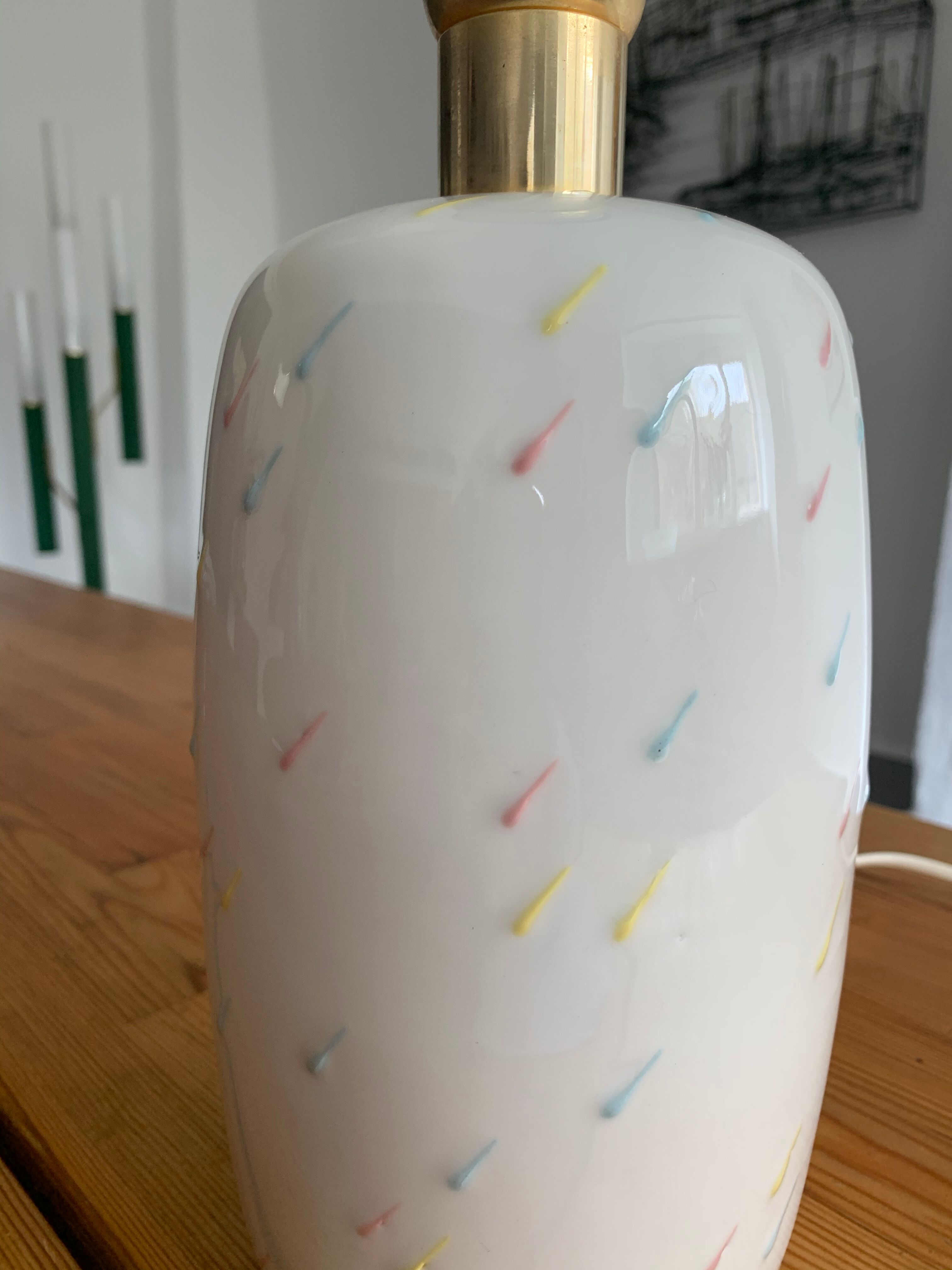 Vintage opalin glass lamp Italian 80s