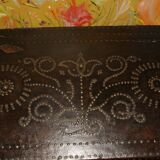 17th century studded leather travel trunk, richly decorated