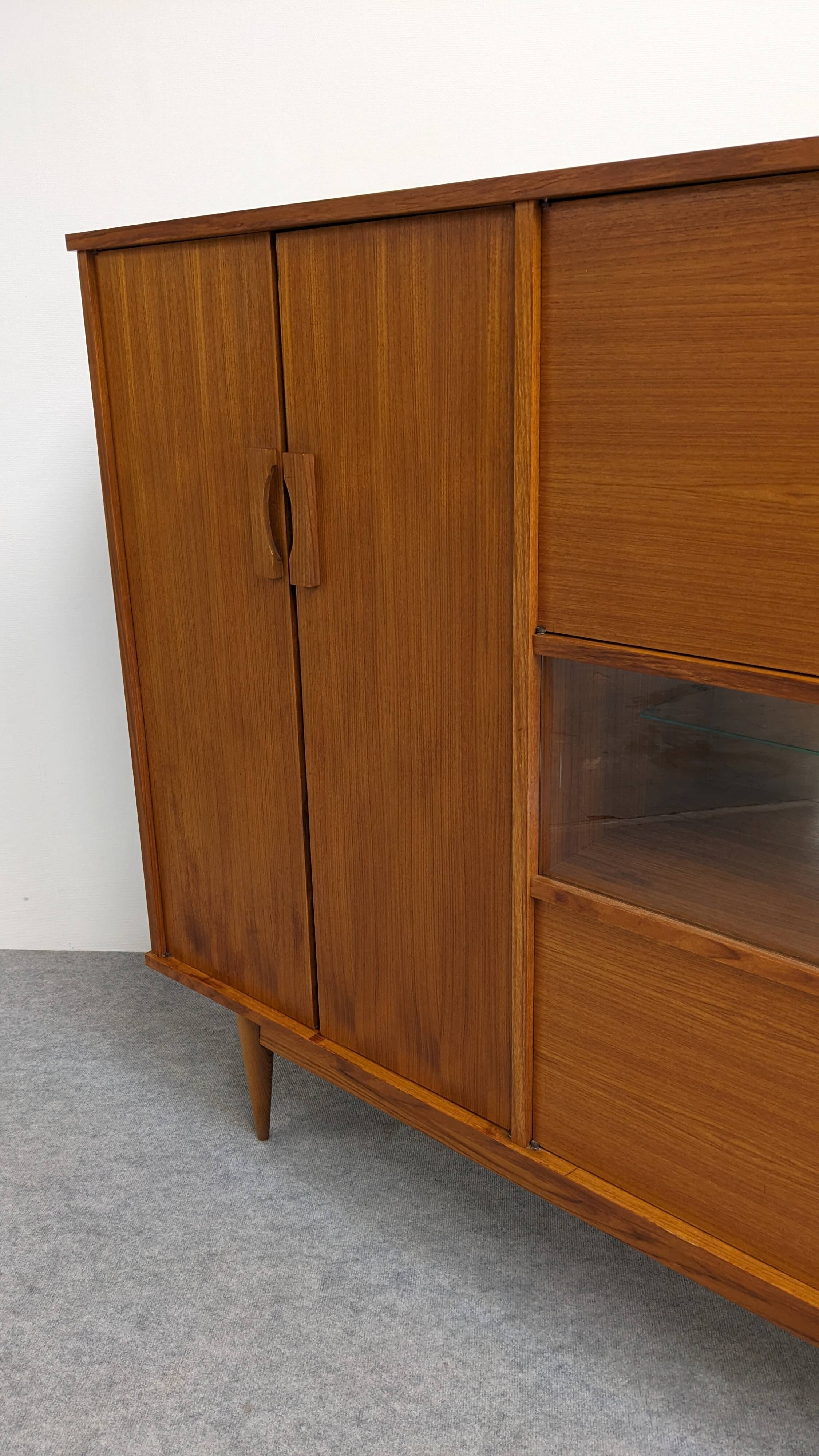 Buffet or high modernist sideboard in teak, France circa 1960.