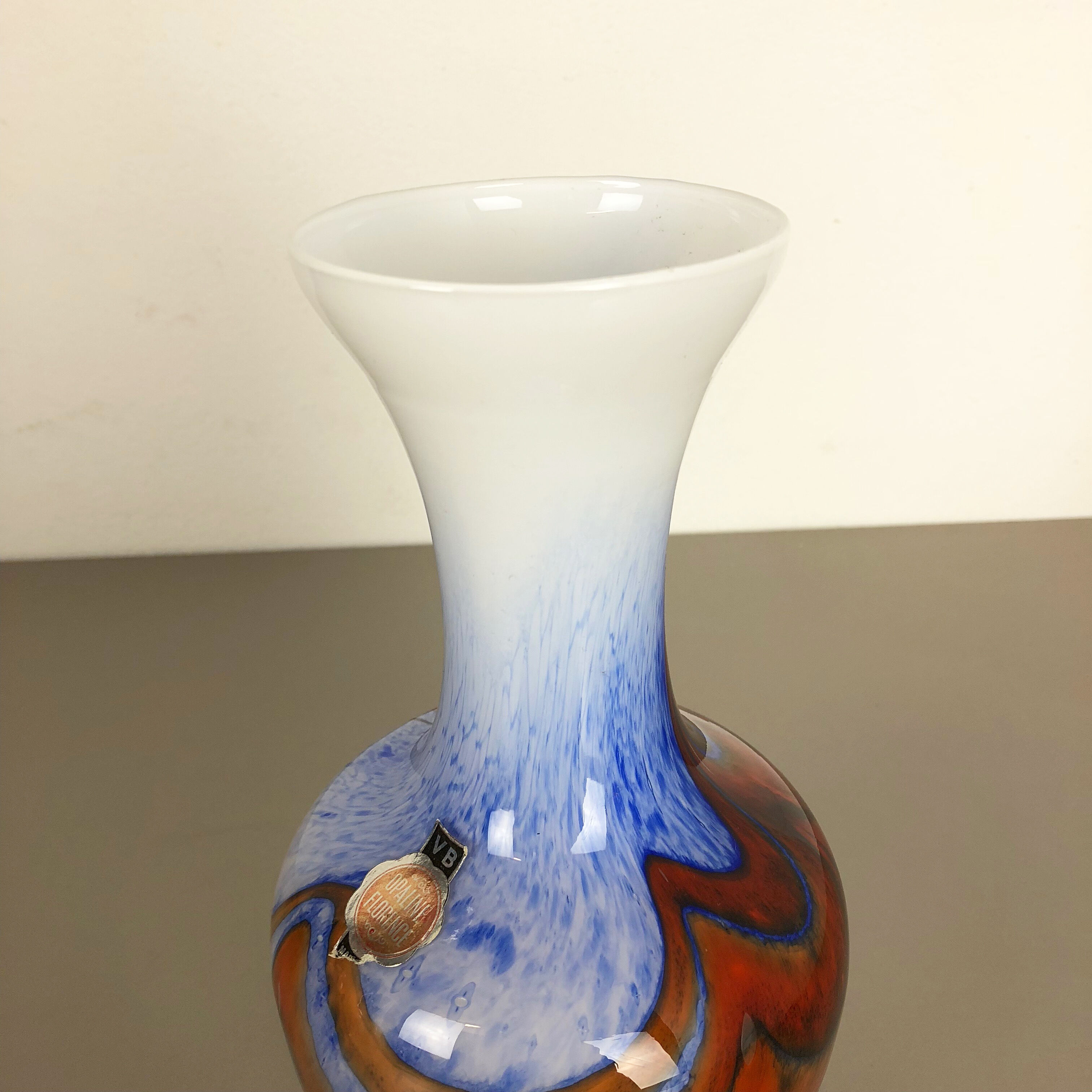 Large Vintage Pop Art Opaline Florence Vase Design 1970s, Italy