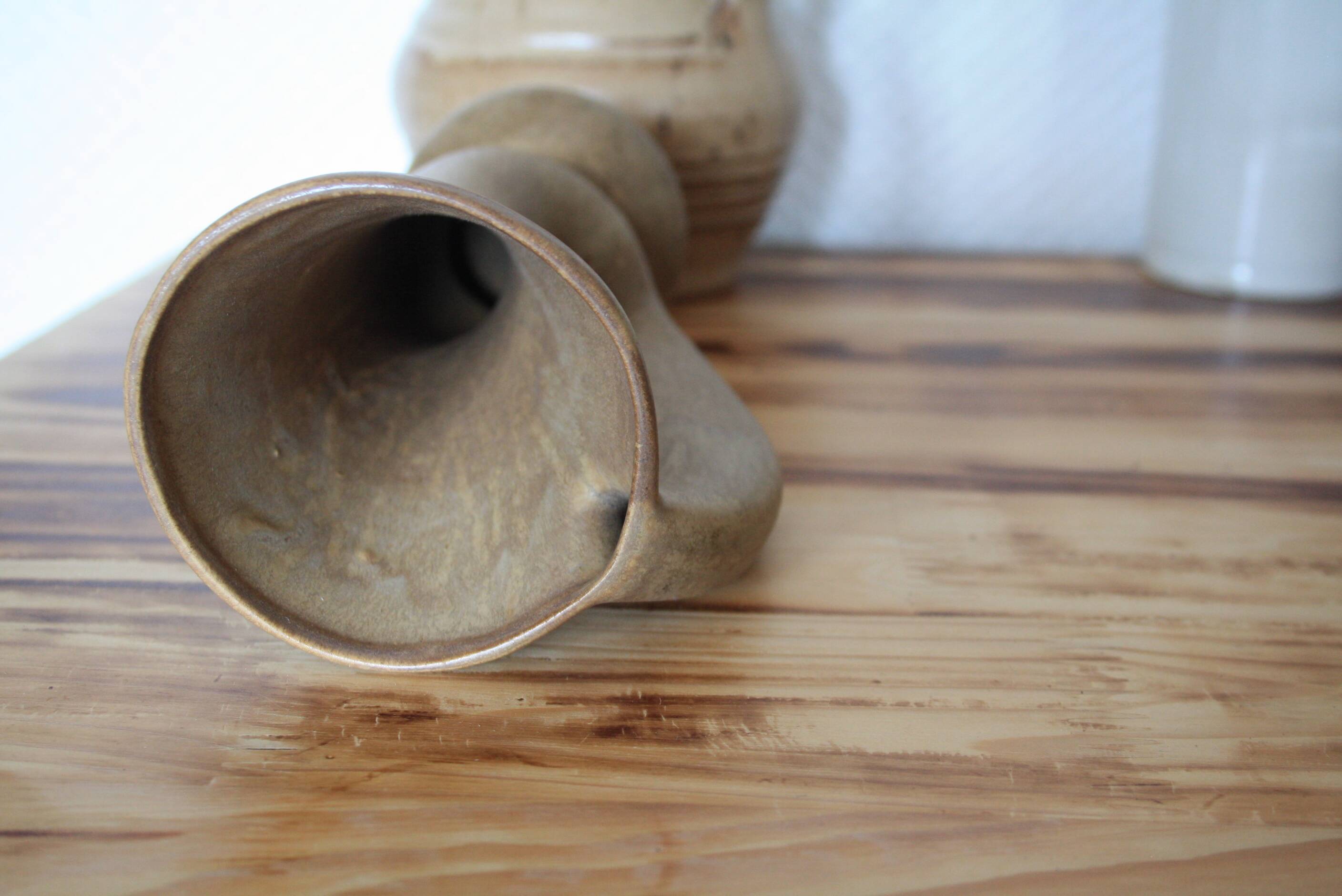 Set of 2 antique stoneware carafes/pitchers