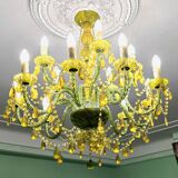 Large chandelier with glass and polypropylene pendants – 14 lights