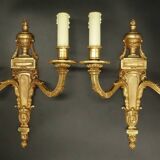 Pair of large wall lights, ram's heads, Louis XVI style - gilded bronze