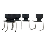 5 vintage chairs in black thermoformed wood