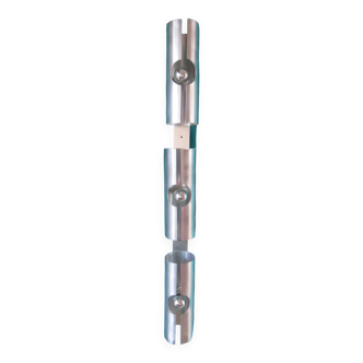 Long "SpaceAge" wall lamp in brushed aluminum. France 1970