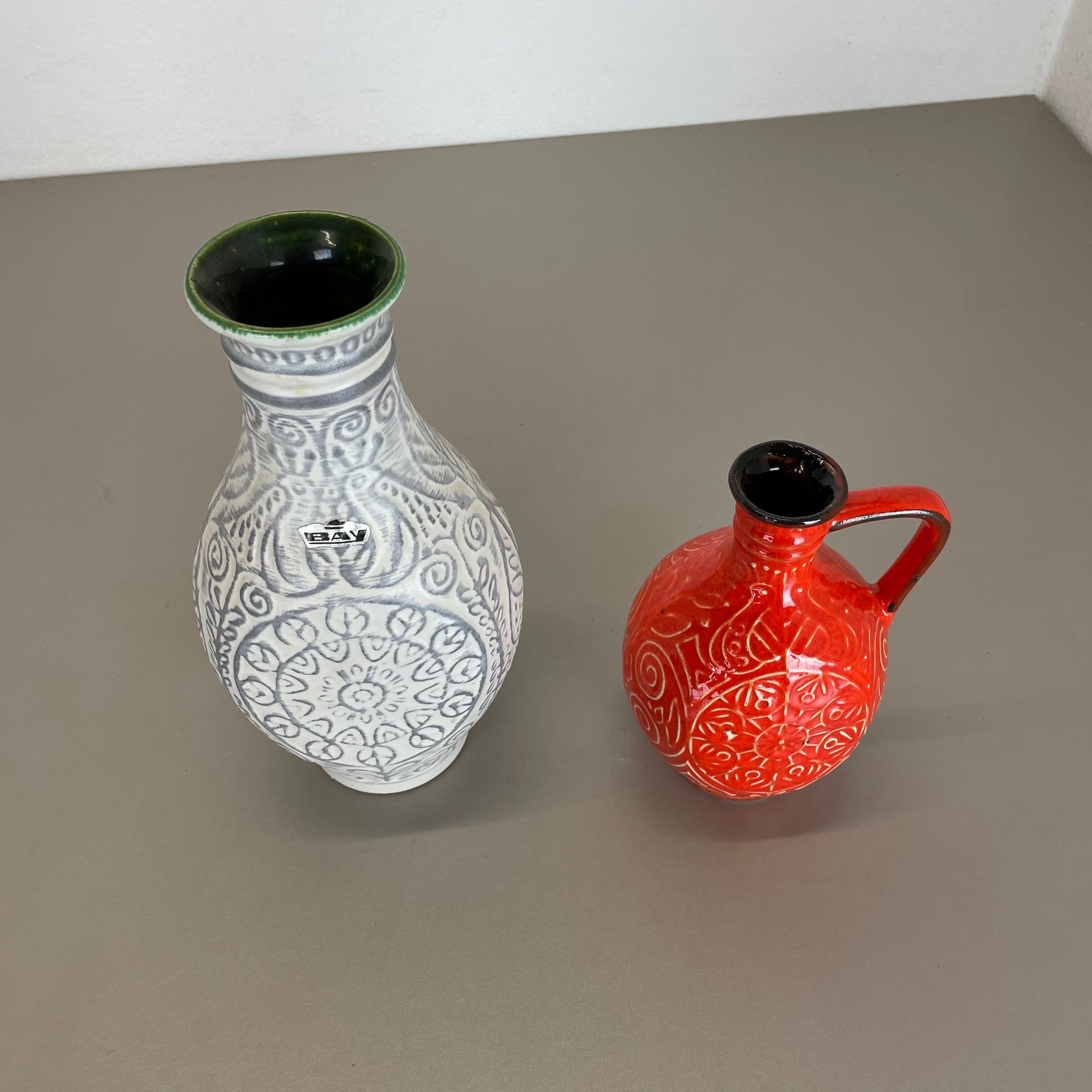 Set of 2 fat lava pottery vase made Bay Ceramics, Germany