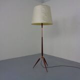 Tripod Teak & Copper Floor Lamp from Fog & Mørup, 1960s
